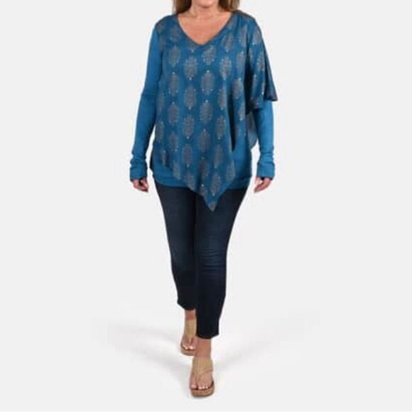 Tamsy Tops - Tamsy Turquoise Color Woven Top S